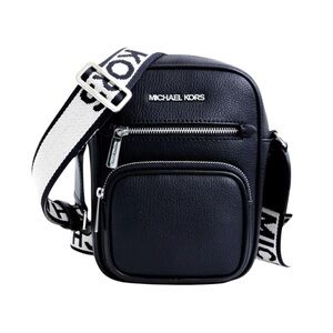 Michael Kors Jet Set Medium NS Pocket Crossbody Leather Black $398